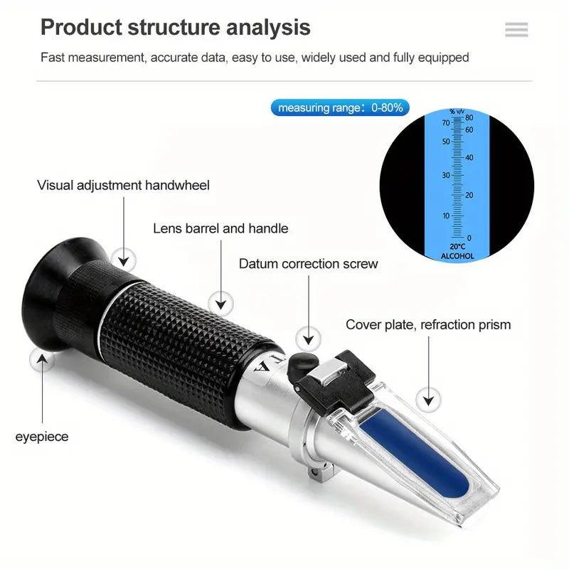 Handheld Alcohol Refractometer for Spirits and Brewing