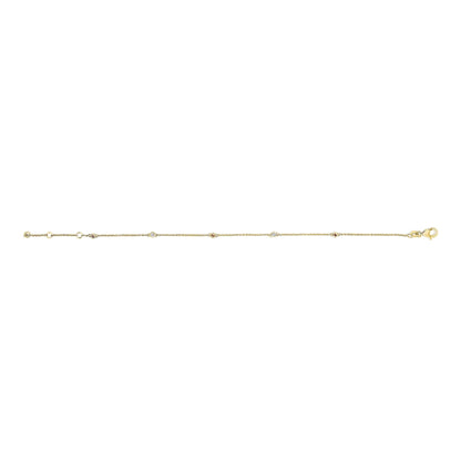 14K Yellow Gold Alternating Red Ruby and White Diamond Bezel Station Chain Bracelet (I-J Color, SI2-I1 Clarity) - 7.5" Inches