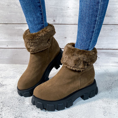 Thickened Round Head Medium Snow Boots