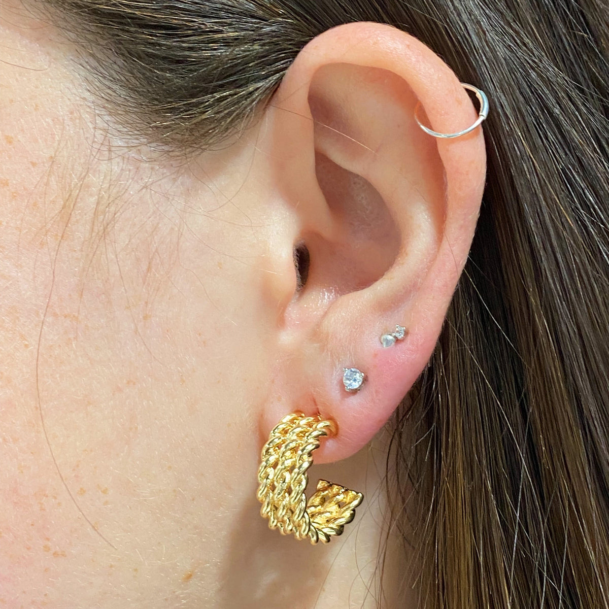 Triple Braided Hoop Earrings