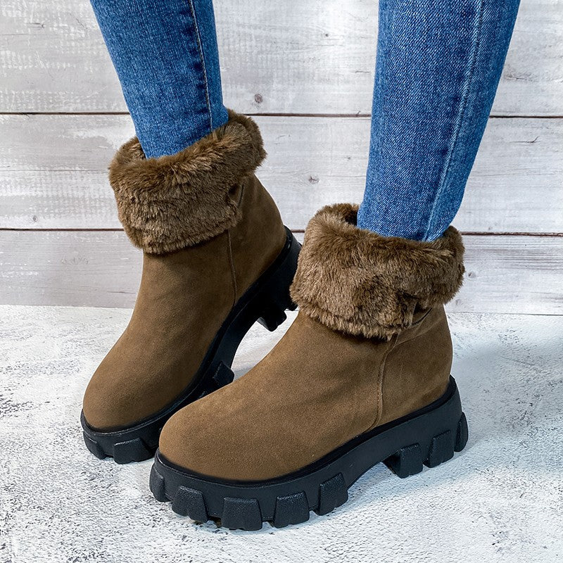 Thickened Round Head Medium Snow Boots