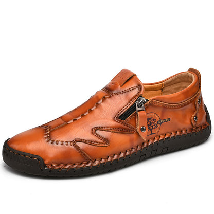 Men's Large Size Zipper Leather Business Shoes