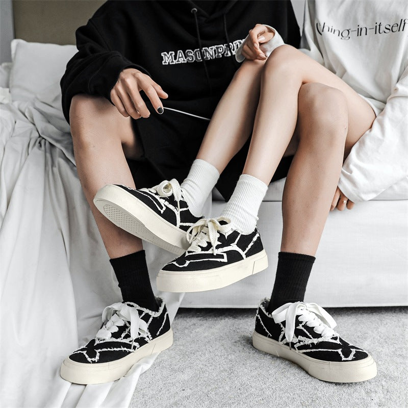 Handmade Women's Canvas Shoes with Floral Edge Design