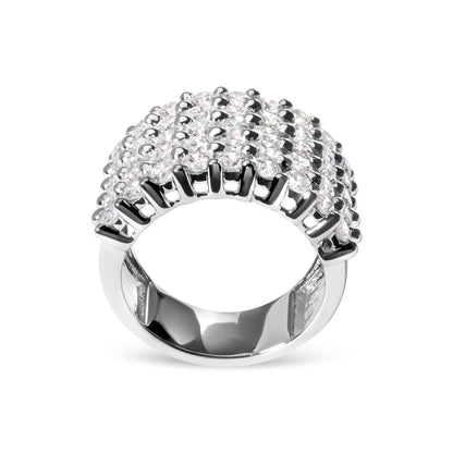 14k White Gold 4.0 Cttw Diamond 5 Row Ring Band (I-J Color, I1-I2 Clarity)