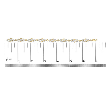 14K Yellow Gold Plated .925 Sterling Silver 1.0 Cttw Diamond Infinity Loop and Swirl Link Bracelet