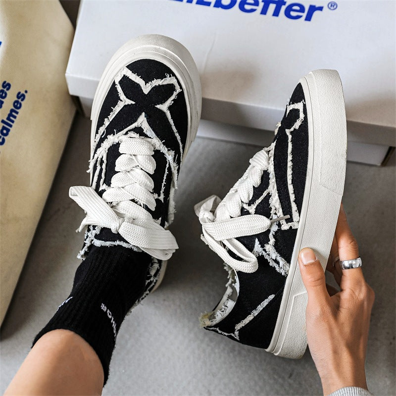 Handmade Women's Canvas Shoes with Floral Edge Design
