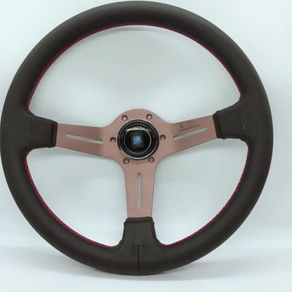 Universal Car Modification, ND Leather Titanium Frame, Black Leather Steering Wheel
