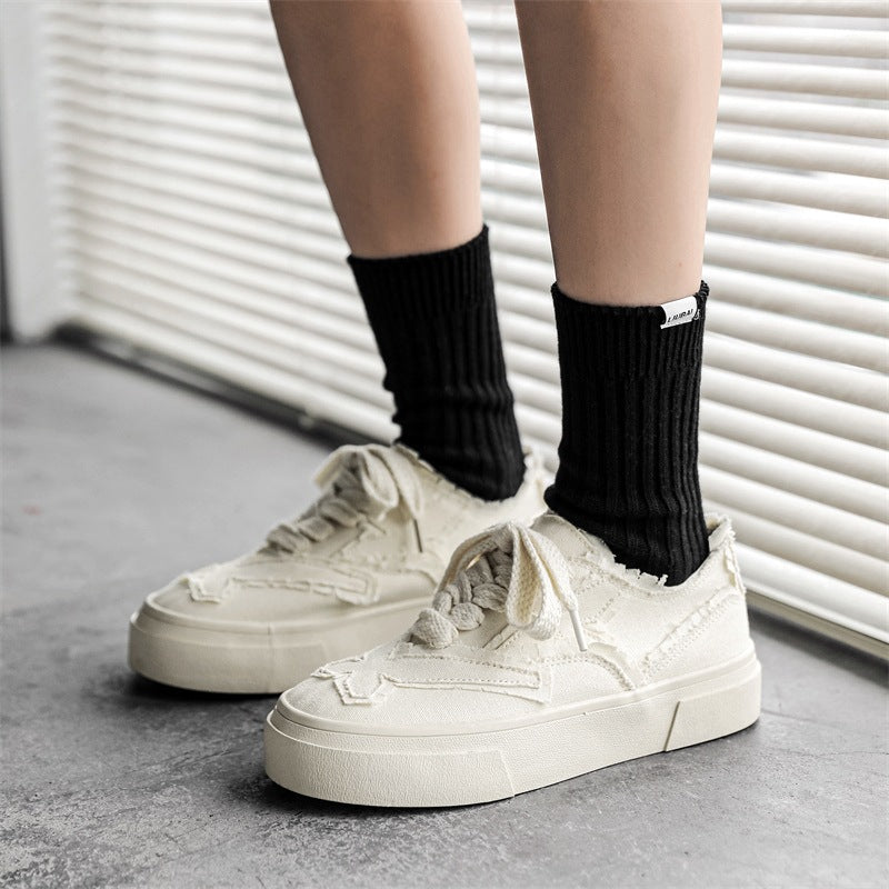 Handmade Women's Canvas Shoes with Floral Edge Design