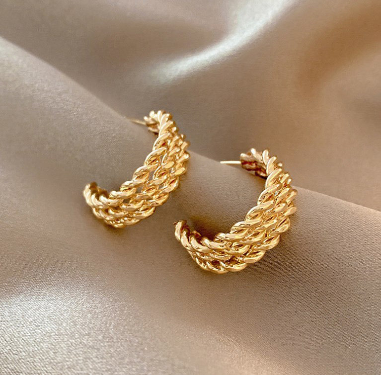 Triple Braided Hoop Earrings