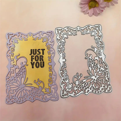 Rectangle Butterfly Lace Embossing Die for DIY Cards