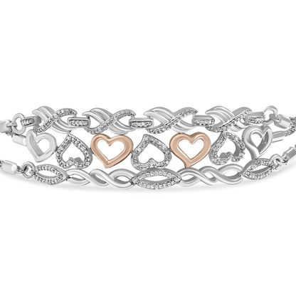 Sterling Silver Diamond Accent 3 Piece Adjustable Bolo Bracelet Set