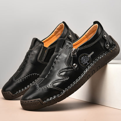 Men's Large Size Zipper Leather Business Shoes