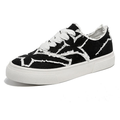 Handmade Women's Canvas Shoes with Floral Edge Design