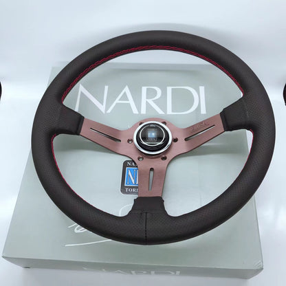 Universal Car Modification, ND Leather Titanium Frame, Black Leather Steering Wheel