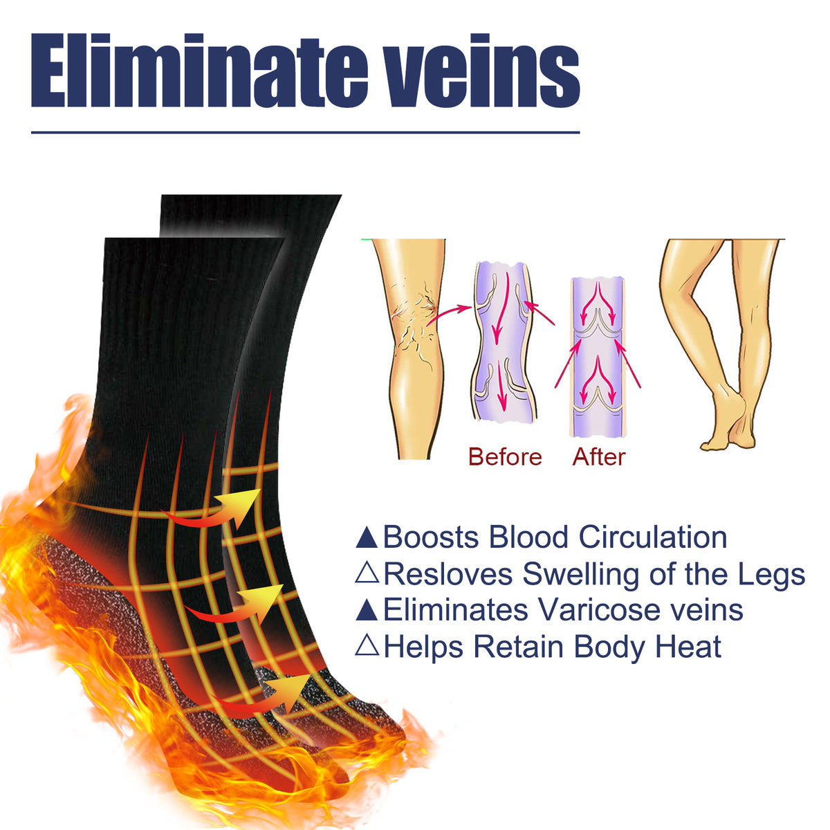 South Moon 35°C Aluminum Fiber Heated Socks for Comfort