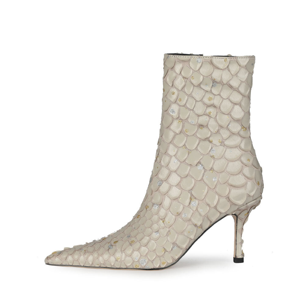 Spring Solid Color Sexy Fish Scale Ankle Boots