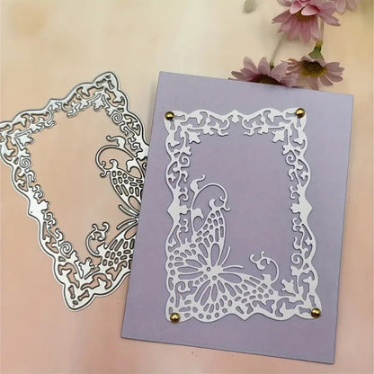 Rectangle Butterfly Lace Embossing Die for DIY Cards
