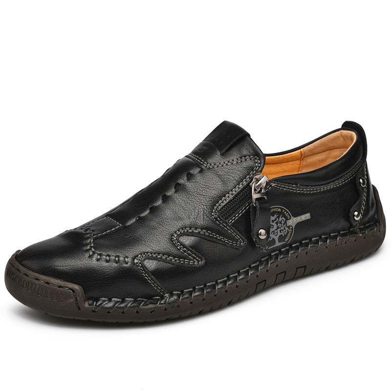 Men's Large Size Zipper Leather Business Shoes