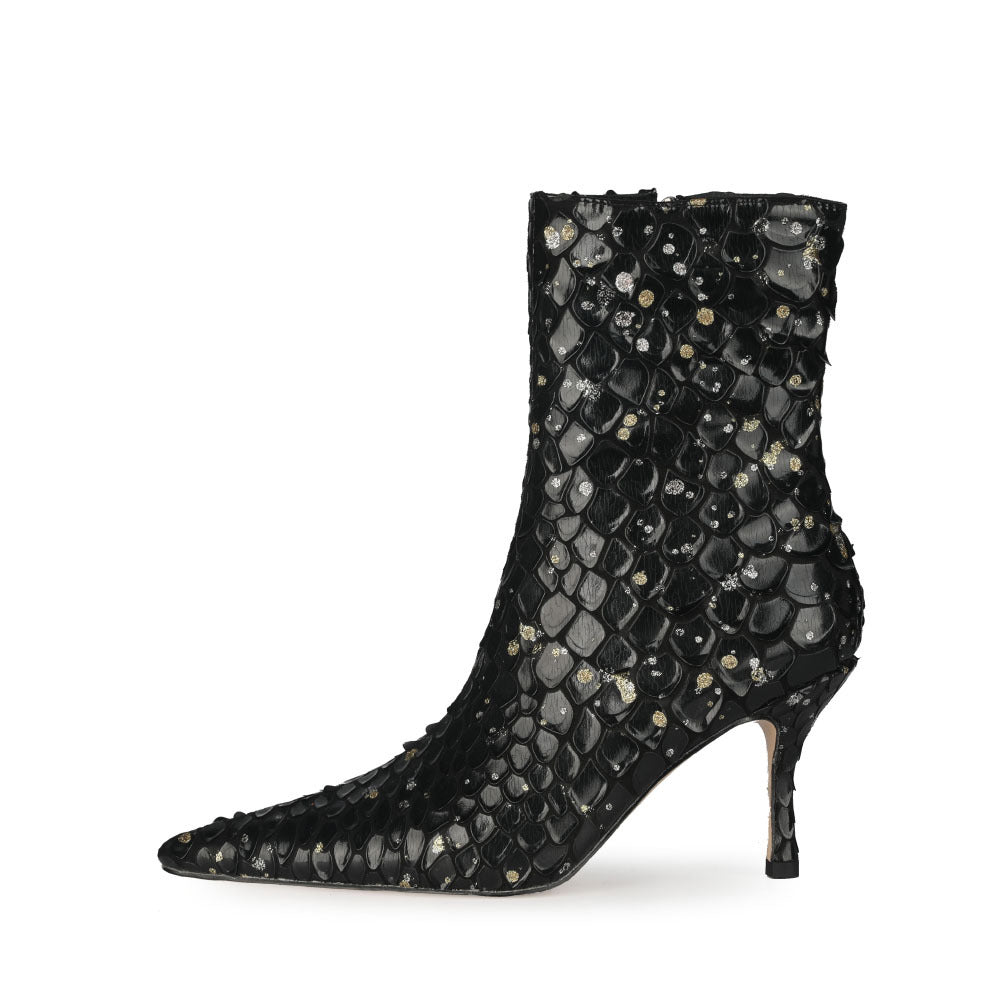 Spring Solid Color Sexy Fish Scale Ankle Boots